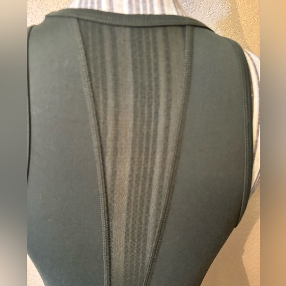 All in Motion Athletic Tank Top Medium Olive Green Racerback Mesh Panel Stretchy - Picture 6 of 14